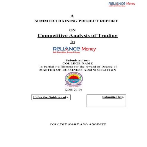 Mba finance-project-report-on-a-competitive-analysis-of-trading-in-reliance-m...