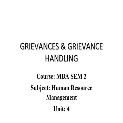 Mba ii hrm u-4.2 grievance procedure