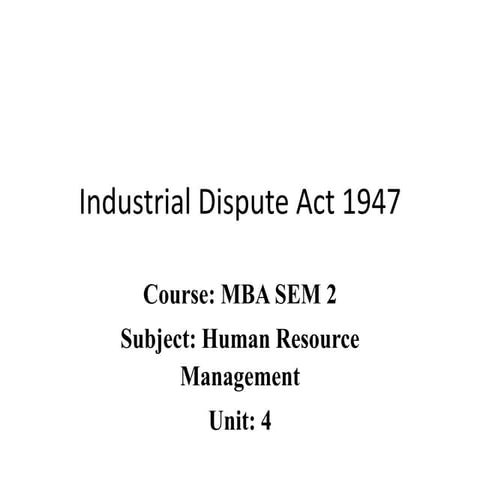 Mba ii hrm u-4.6 industrial dispute
