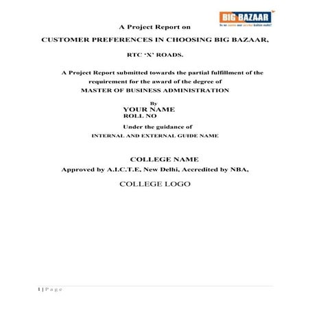 Mba marketing-research-project-on-customer-preference