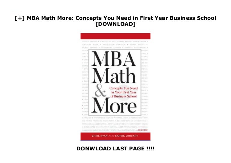 MBA Math More Concepts You Need in First Year Business School …