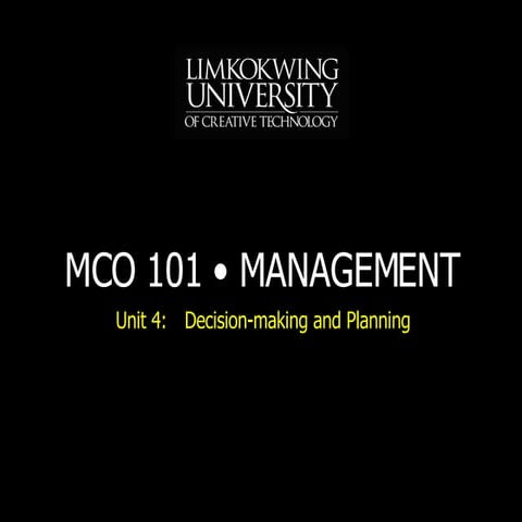 MBA MCO101 Unit 4 Lecture 5 20080622