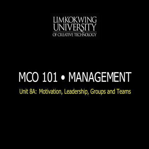 MBA MCO101 Unit 8 A Lecture 9 200806 Xx