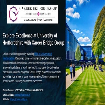 MBA Program at University of Hertfordshire with Career Bridge Group, Hyderabad