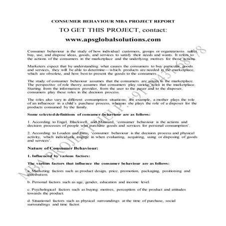Mba project-report-consumert-behaviour | DOCX