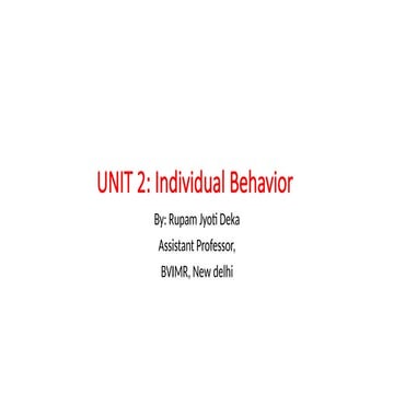 Individual behavior and perception | PPTX