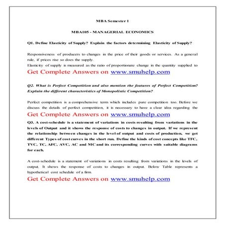 Mba105 managerial economics