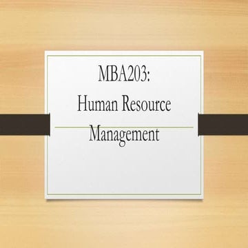 Human Resource Management: Unit No. 1