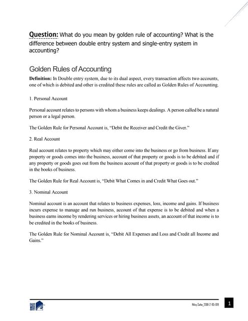 Golden Rules of accounting