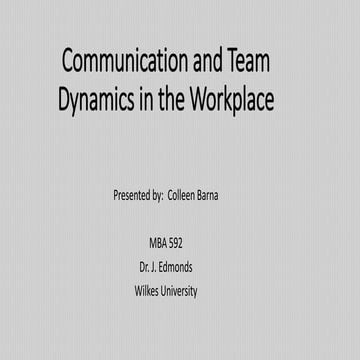 Mba 592 presentation communication and team dynamics in the workplace