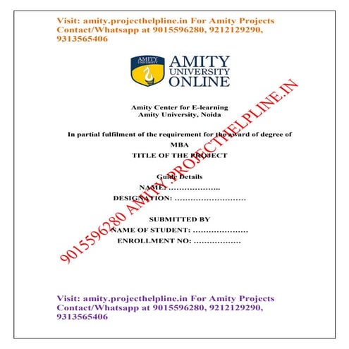 Amity Project Handbook: Submission, Formatting & Success Guide | PPTX