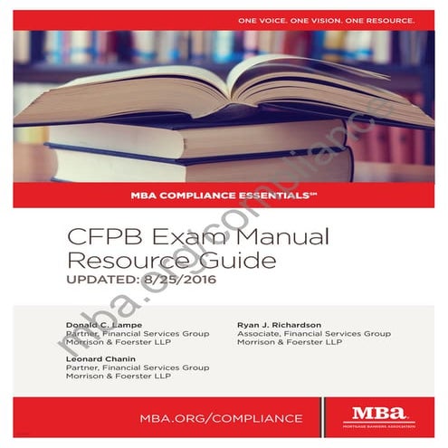 MBA Compliance Essentials CFPB Exam Manual
