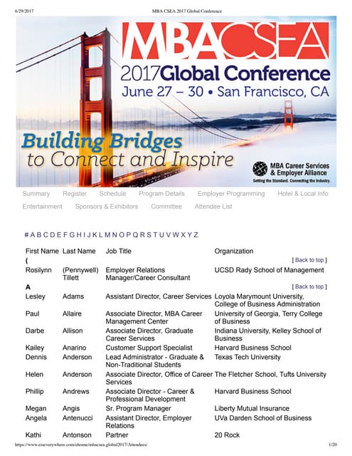 MBA CSEA 2017 Attendees