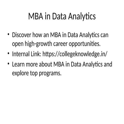 MBA in Data Analytics can shape your future | PPTX
