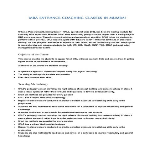 MBA entrance coaching classes in mumbai