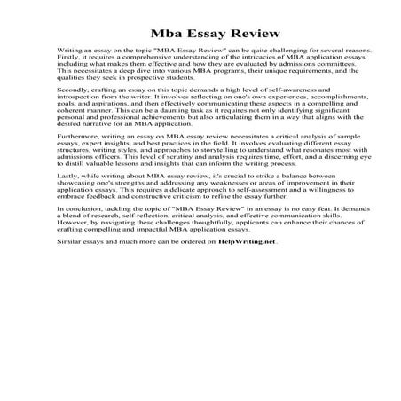 Mba Essay Review