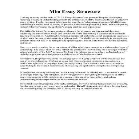 Mba Essay Structure.pdfMba Essay Structure. Structuring A Focused MBA Application Essay