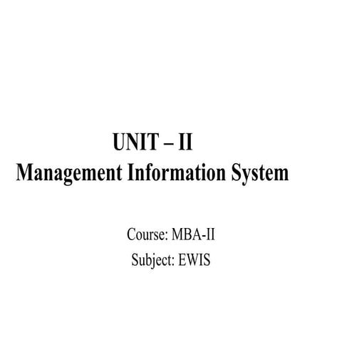 Mba ewis ii  u ii implementation, evaluation and maintenance 