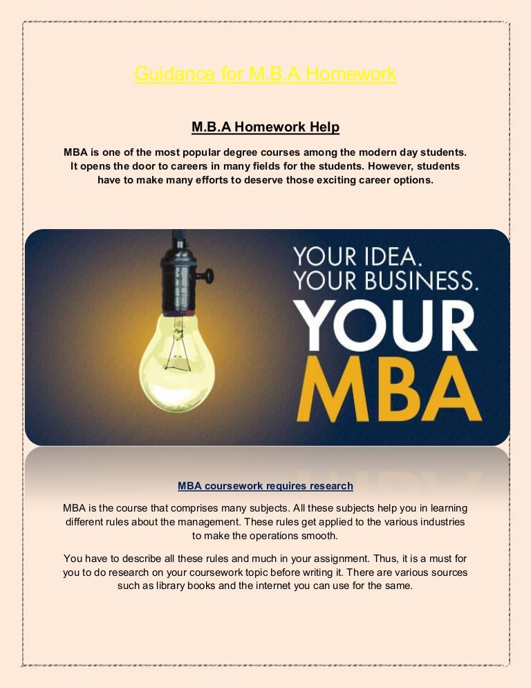 Mba coursework help