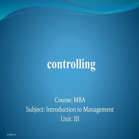 Mbai itm u3.3 controlling