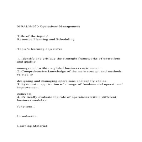 MBALN-670 Operations Management  Title of the topic 6 .docx