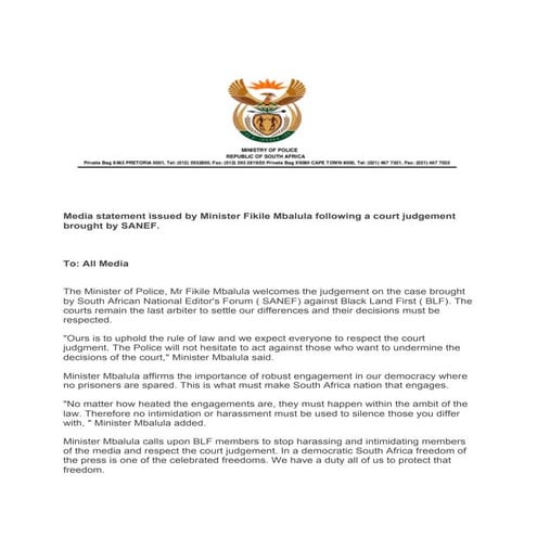 SAPS statement on police killings | DOCX