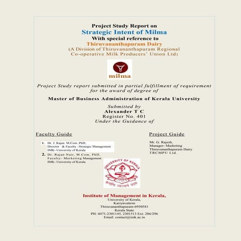 MBA -Project Study Report 