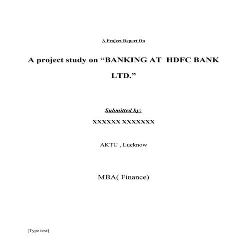 Mba project report_on_hdfc_bank (Final Year Project)