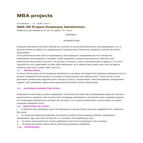 Mba projects