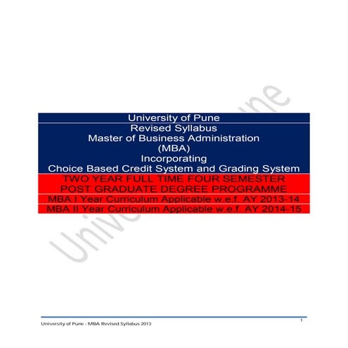 Mba syllabus 2013 cbcgs pattern