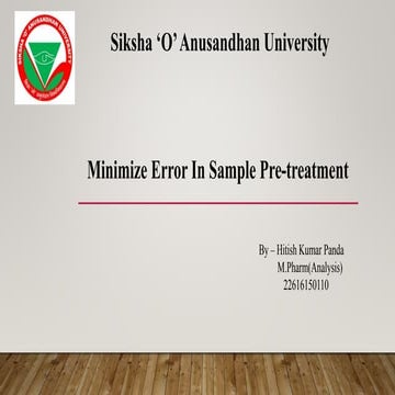 Minimize Error In Sample Pre-treatment.pptx