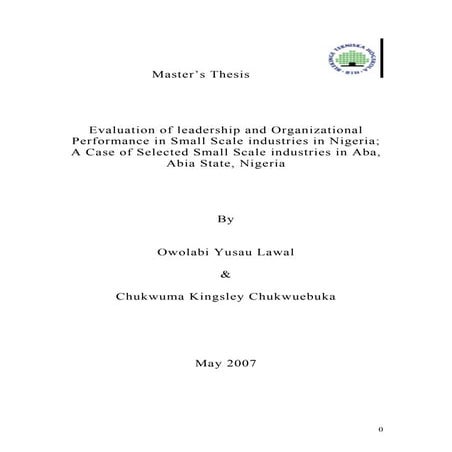 Mba thesis by owolabi & kingsley