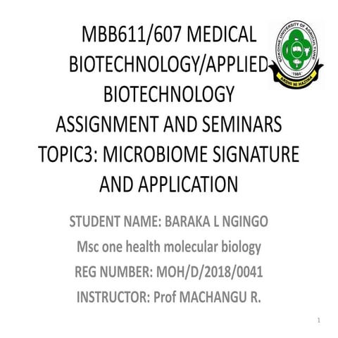 MBB611 Microbiome signature and application