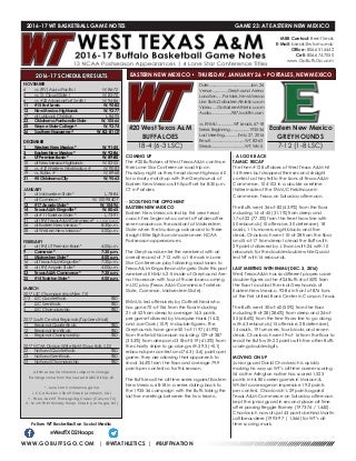 WT Men's Basketball Game Notes (1-25-17)