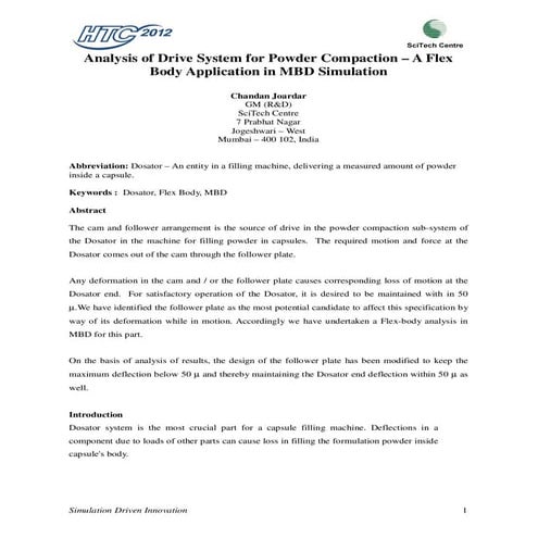 Mbd 05 analysis of drive system for powder compation_sci_tech