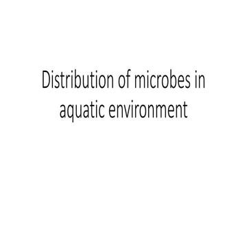 Distribution of microbes in aquatic environment