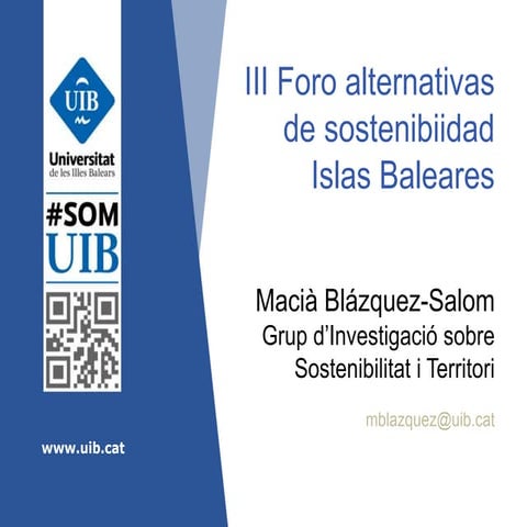 III Foro Alternativas de Sostenibilidad - Macià Blázquez-Salom