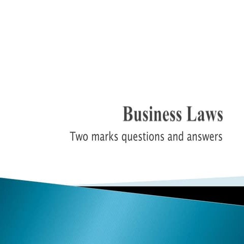  Business Laws|Short questions and answers.