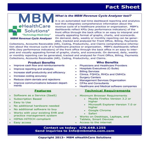 MBM's Revenue Cycle Analyzer Tool