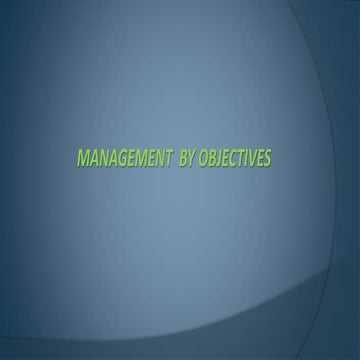 Management By Objectives (MBO)
