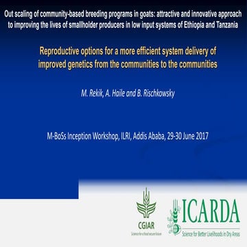 Reproductive options for a more efficient system delivery of improved genetic...