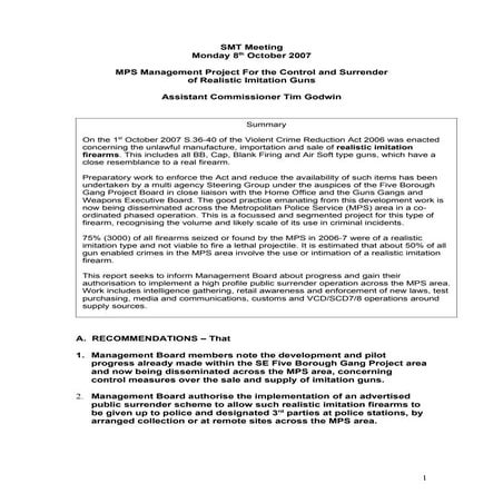 London Imitation Firearms Operation Report