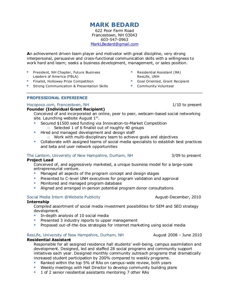 resident assistant job description resumes