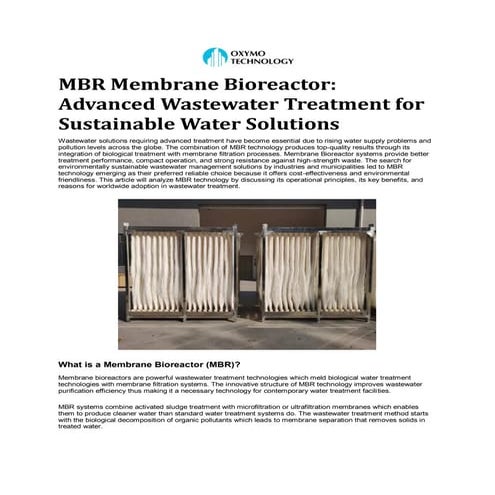 MBR Membrane Bioreactor in USA | Smart Water Treatment