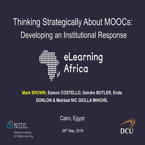 Thinking Strategically About MOOCs:  Developing an Institutional Response