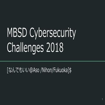 MBSD Cybersecurity Challenges 2018
