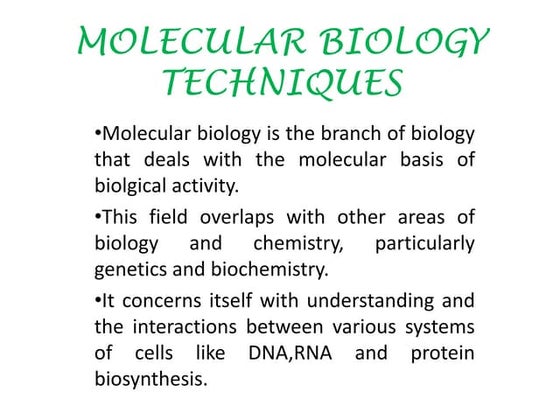 Modern Biological Tools and Techniques | PPTX | Biological Sciences ...