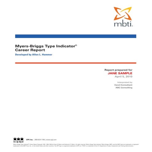 Mbti career report
