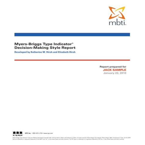Mbti decision making style report