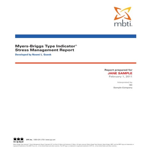 Mbti stress management report